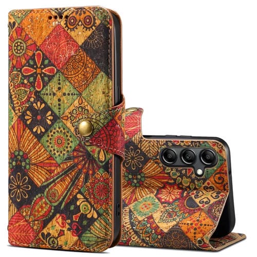 Funda para Teléfono Samsung Galaxy A24 5G Denior Flower Language Series Cuero Borde Tela de Corcho (Otoño)