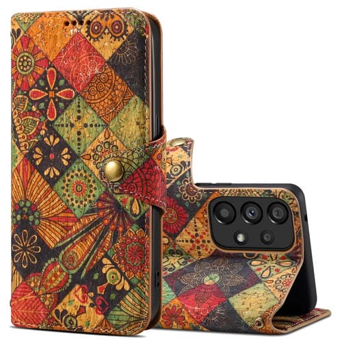 Funda para Teléfono Samsung Galaxy A52 Denior Flower Language Series Cuero con Borde de Tela de Corcho (Otoño)