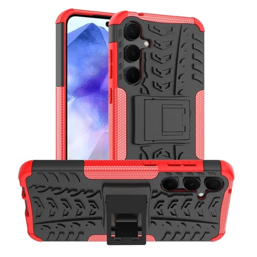 Funda para Samsung Galaxy A55 TPU Tire Texture + Soporte PC (Rojo)