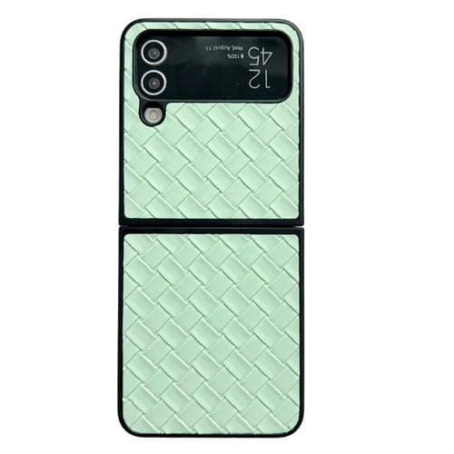 Funda para Teléfono Samsung Galaxy Z Flip4 Plegable de PU con Textura Tejida (Verde)