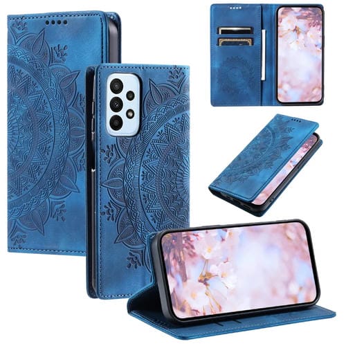 Funda para Samsung Galaxy A33 5G Totem Cuero Magnética En Relieve (Azul)