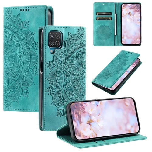 Estuche para teléfono Samsung Galaxy A42 5G M42 5G Cuero Magnético Relieve Tótem (Verde)