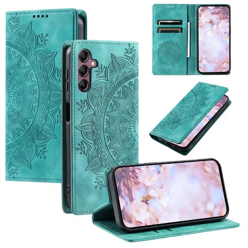 Funda para Samsung Galaxy A54 5G Totem Cuero Magnética en Relieve (Verde)