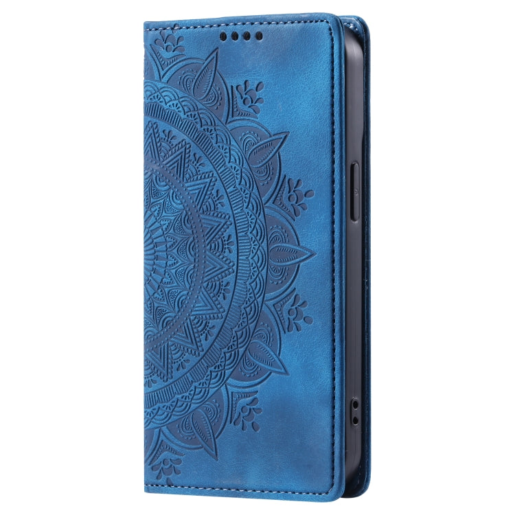 Estuche de Cuero Magnético Totem para Samsung Galaxy S10 en Relieve (Azul)