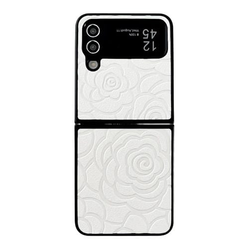 Funda Protectora Samsung Galaxy Z Flip4 Patrón de Flores (Blanco)