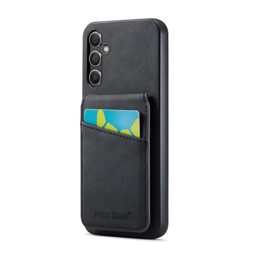 Funda para teléfono Samsung Galaxy A13 5G Fierre Shann Crazy Horse Titular de tarjeta PU (Negro)