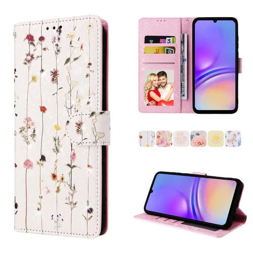 Funda de Cuero RFID para Samsung Galaxy A05 con Pintura Bronceada (Dreid Flower World)