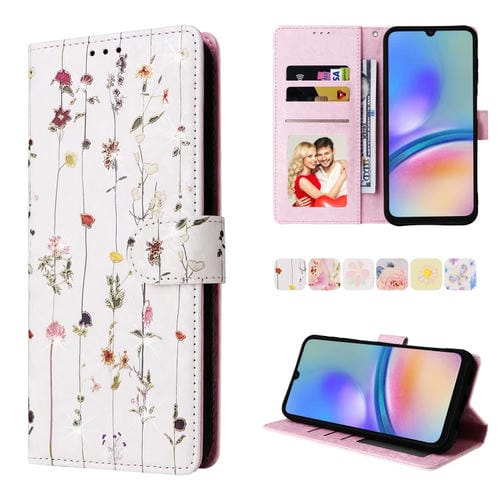 Funda de Cuero Rfid para Samsung Galaxy A05S con Pintura Bronceadora (Mundo de Flores Secas)