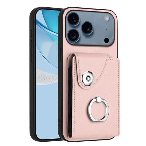 Funda para iPhone 17 Pro con tarjetero y anillo (rosa)