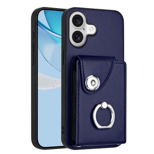 Funda para iPhone 17 con tarjetero y anillo (azul)