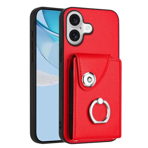 Funda para iPhone 17 con tarjetero y anillo (roja)
