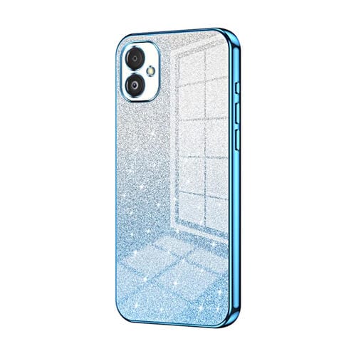 Estuche para teléfono Samsung Galaxy F14 5G Galvanizado con Polvo de Brillo Degradado (Azul)