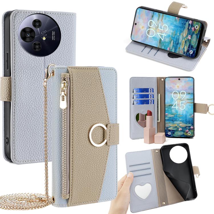 Funda de Cuero con Textura de Lichi para TCL 50 Nxtpaper 5G y 50 Pro Nxtpaper 5G (Azul)