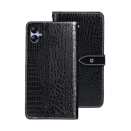 Funda para Teléfono Samsung Galaxy A05 4G Idewei Cuero Textura de Cocodrilo (Negro)