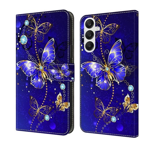 Funda Protectora de Cuero Samsung Galaxy A55 Crystal 3D a Prueba de Golpes (Mariposa de Diamante)