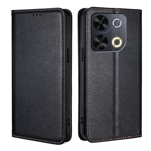Funda de Cuero Magnética para Teléfono Itel P65 con Acabado Brillante (Negro)