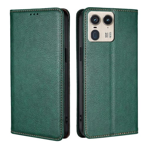Funda de Cuero Magnética Motorola Edge 50 con Acabado Brillante (Verde)