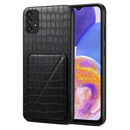 Funda Trasera Denior para Samsung Galaxy A23 4G y 5G Piel de Cocodrilo con Soporte (Negro)