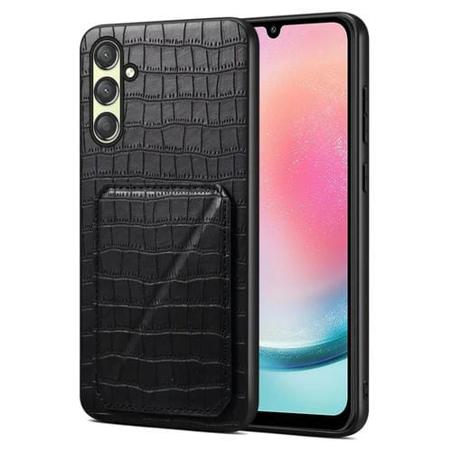 Funda Trasera Samsung Galaxy A24 4G Denior Piel de Cocodrilo con Soporte (Negro)