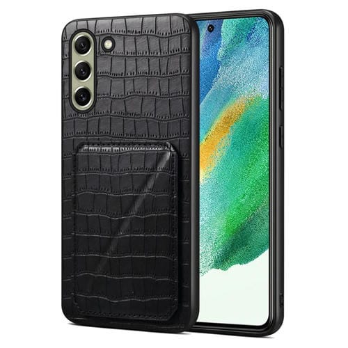 Funda Trasera Samsung Galaxy S21 FE 5G Denior Piel de Cocodrilo con Soporte (Negro)