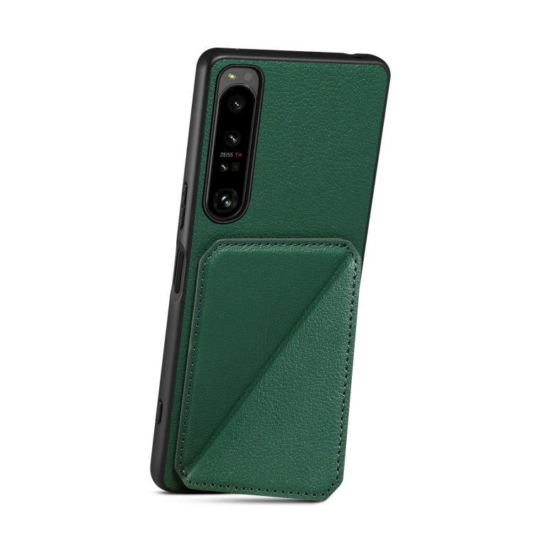 Funda Trasera Sony Xperia 5 III Denior Piel de Becerro Imitación con Soporte (Verde)