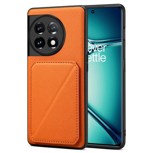 Funda para OnePlus Ace 2 Pro 5G Denior con Parte Trasera de Piel de Becerro de Imitación y Soporte (Naranja)