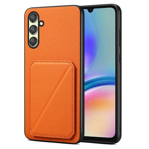 Funda para Teléfono Samsung Galaxy A05Gs Denior con Parte Trasera de Piel de Becerro de Imitación y Soporte (Naranja)