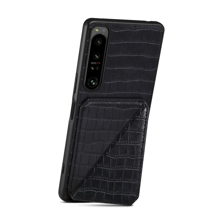 Funda Trasera Sony Xperia 1 IV Denior Piel de Cocodrilo con Soporte (Negro)