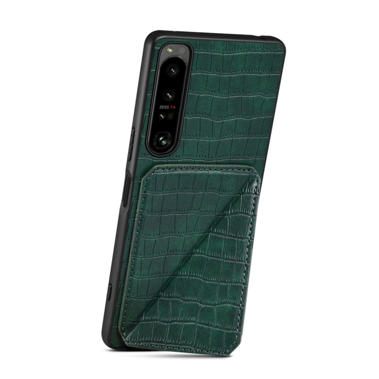 Funda Trasera Sony Xperia 5 IV Denior Piel Cocodrilo Imitación con Soporte (Verde)