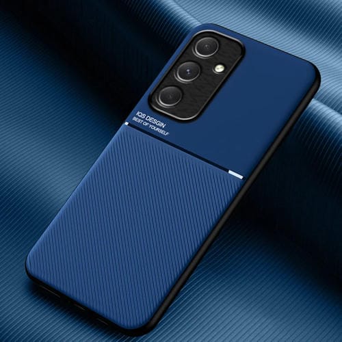 Funda para Teléfono Samsung Galaxy A55 Classic Tilt Strip Grain PC + TPU Magnética a Prueba de Golpes (Azul)