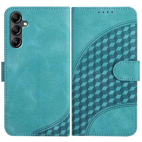 Funda para Samsung Galaxy A15 Yx0060 Cuero con Relieve y Cabeza de Elefante con Cordón (Azul Claro)