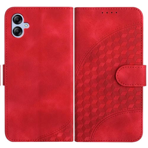 Funda de Cuero Samsung Galaxy A04E Yx0060 con Relieve y Cabeza de Elefante con CordĂłn (Rojo)