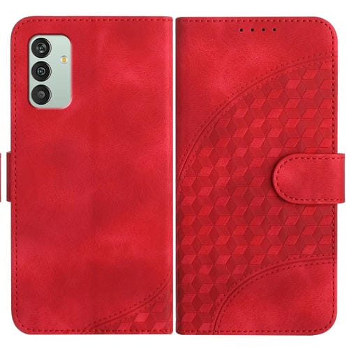 Funda de Cuero Samsung Galaxy M13 F13 Yx0060 con Relieve y Cabeza de Elefante con Cordón (Rojo)