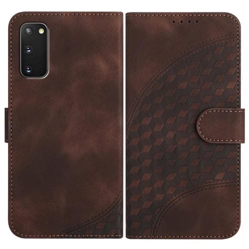 Funda de Cuero Samsung Galaxy S20 FE 4G 5G S20 Lite Yx0060 Relieve Cabeza de Elefante con Cordón (Café)