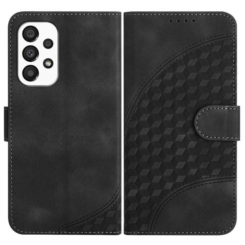 Funda para Samsung Galaxy A33 5G Yx0060 Cuero con Relieve de Cabeza de Elefante y Cordón (Negro)