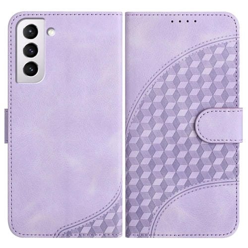 Funda para teléfono Samsung Galaxy S21 FE 5G Yx0060 cuero relieve cabeza elefante con cordón (Púrpura Claro)