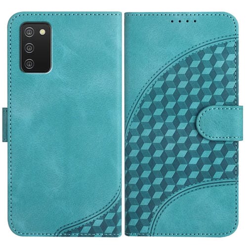 Funda de cuero Samsung Galaxy A02S Yx0060 con relieve y cabeza de elefante con cordón (Azul Claro)