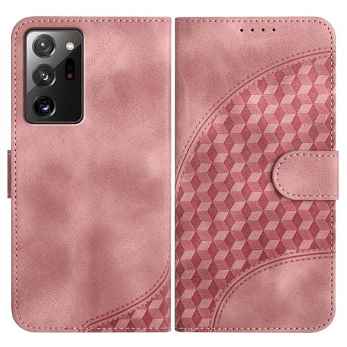 Funda de Cuero Samsung Galaxy Note20 Ultra Yx0060 con Relieve y Cabeza de Elefante con Cordón (Rosa)