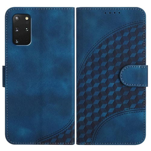 Funda de Cuero Samsung Galaxy S20 Yx0060 con Relieve y Cabeza de Elefante con Cordón (Azul Real)