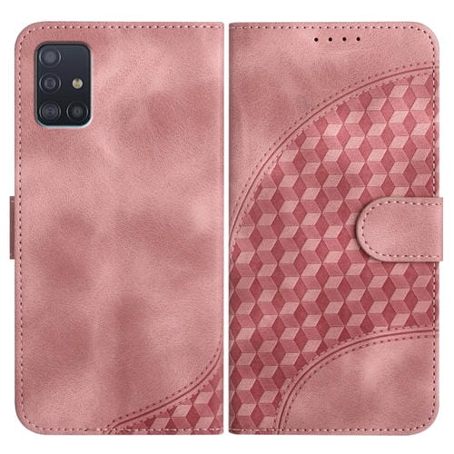 Funda para Samsung Galaxy A51 4G Yx0060 Cuero Relieve Cabeza de Elefante con Cordón (Rosa)