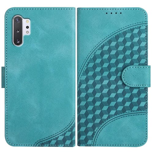 Funda de Cuero Samsung Galaxy Note10 + Yx0060 con Relieve y Cabeza de Elefante con Cordón (Azul Claro)