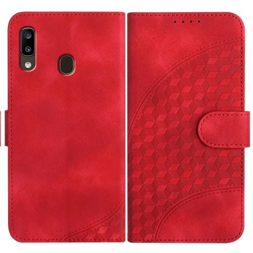 Funda para Teléfono Samsung Galaxy A20 A30 Yx0060 Cuero Relieve Cabeza Elefante (Rojo)
