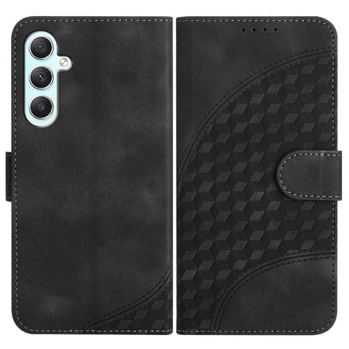 Funda para Teléfono Samsung Galaxy A35 Yx0060 Cuero Relieve Cabeza de Elefante con Cordón (Negro)