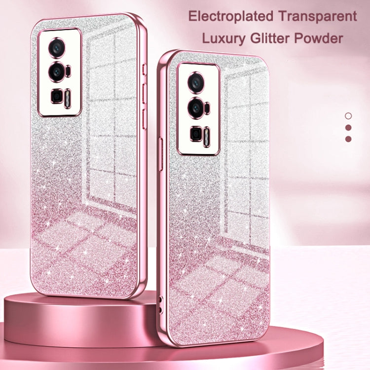 Funda para Xiaomi Civi 5 Pro con purpurina en polvo degradado y galvanizada (rosa)