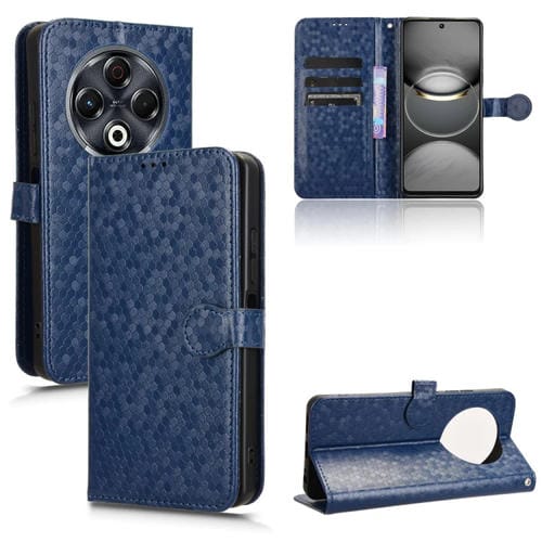Funda de Cuero para Tecno Spark 30 4G con Textura de Puntos en Forma de Panal (Azul)
