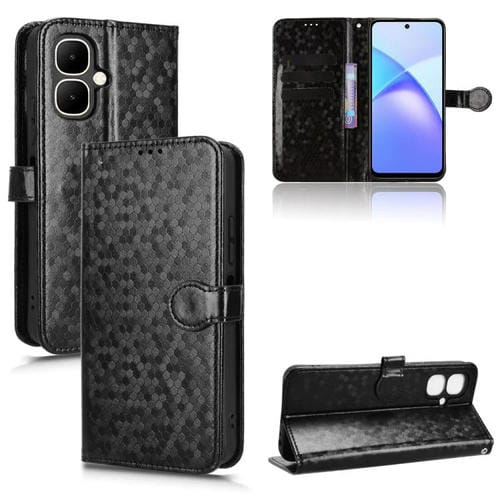 Funda de cuero con textura de panal de abeja para Tecno Pop 10 / Infinix Smart 10 4G (negra)