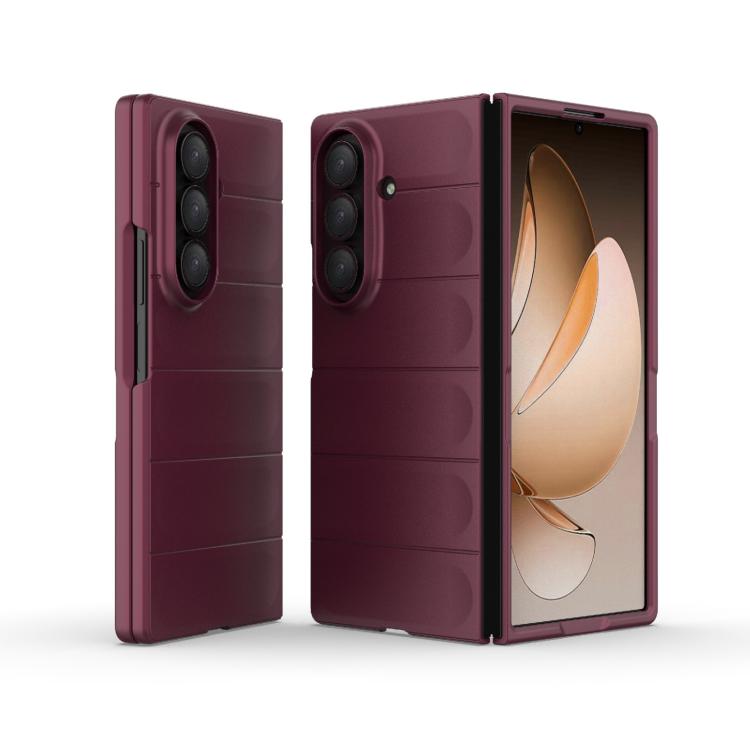 Funda plegable de PC a prueba de golpes para Samsung Galaxy Z Fold7 5G Magic Shield (rojo vino)