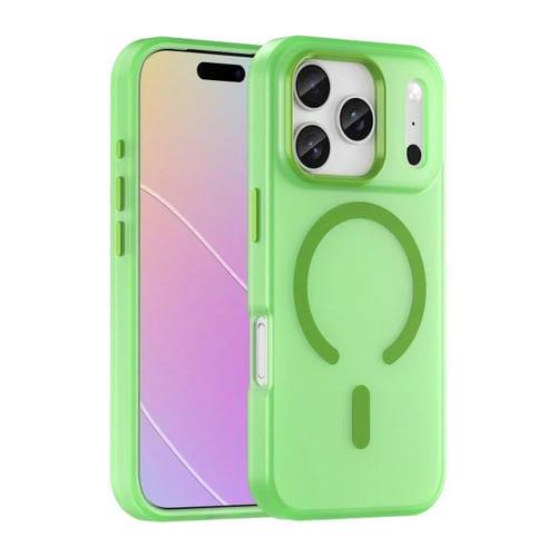 Funda MagSafe translúcida de TPU + PC con cobertura total para iPhone 17 Pro (verde)