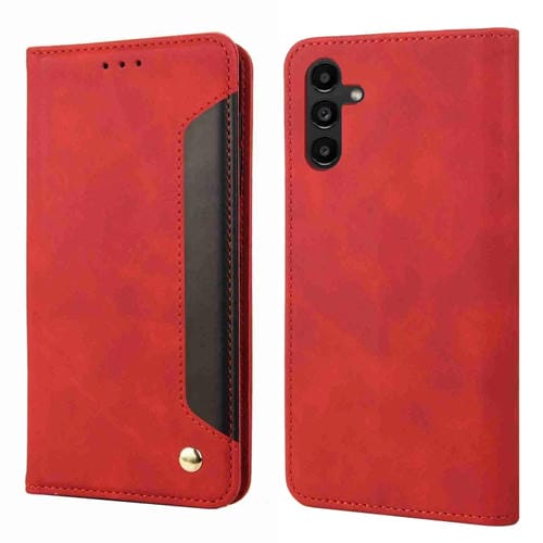 Funda de Cuero para Teléfono Samsung Galaxy A35 Skin Feel Splicing (Rojo)
