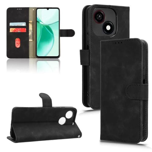 Funda de Cuero para ZTE Blade A35E 4G con Tapa Magnética y Tacto Suave (Negra)